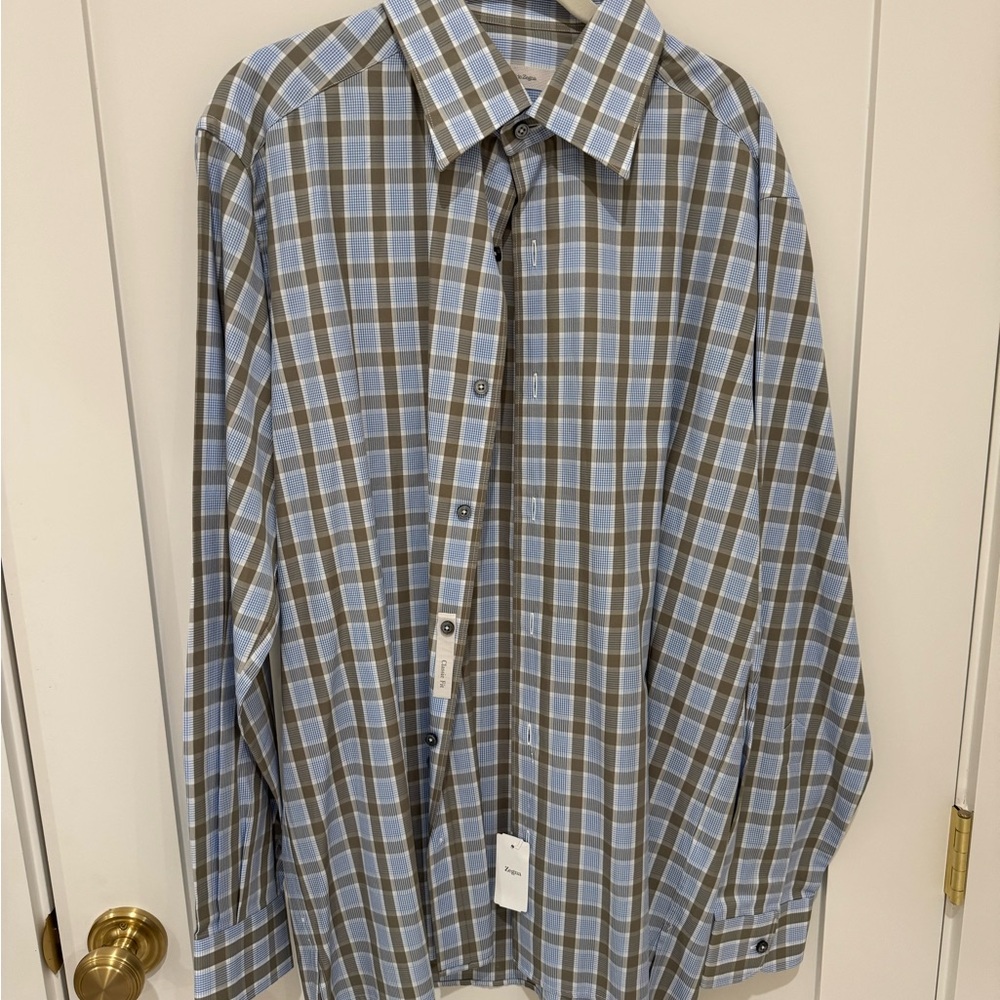 Classic Blue and Brown Plaid Dress Shirt